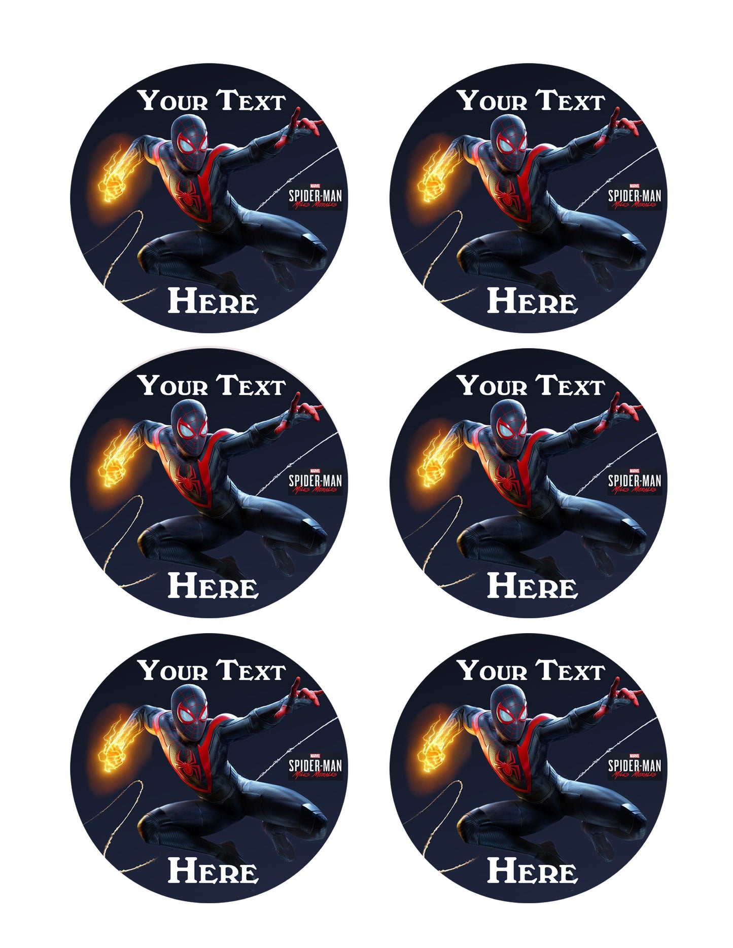 Marvel's Spider Man Miles Morales - Edible Cake Topper, Cupcake Toppers, Strips