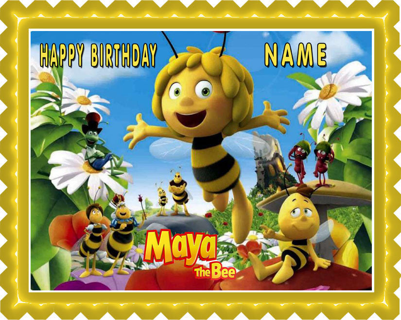 Maya the Bee - Edible Birthday Cake Topper OR Cupcake Topper, Decor