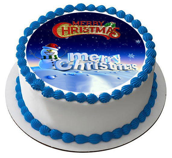 Christmas 3 Edible Birthday Cake Topper OR Cupcake Topper, Decor - Edible Prints On Cake (Edible Cake &Cupcake Topper)