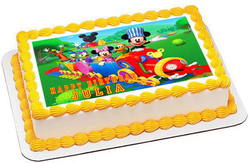 Mickey Mouse Clubhouse Train Edible Birthday Cake Topper OR Cupcake Topper, Decor - Edible Prints On Cake (Edible Cake &Cupcake Topper)