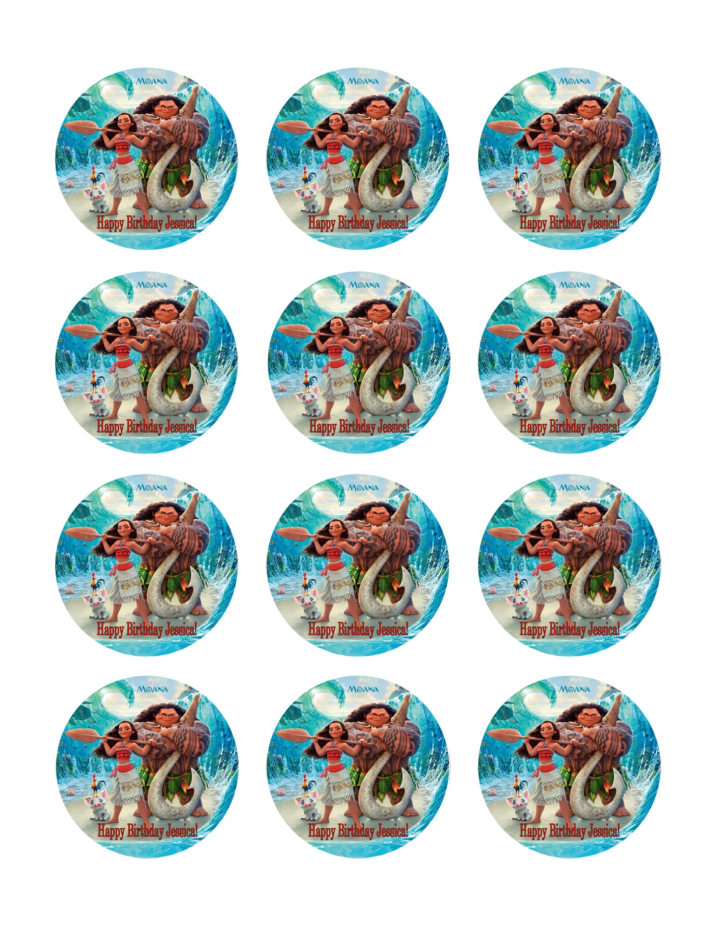 Moana - Edible Cake Topper OR Cupcake Topper, Decor