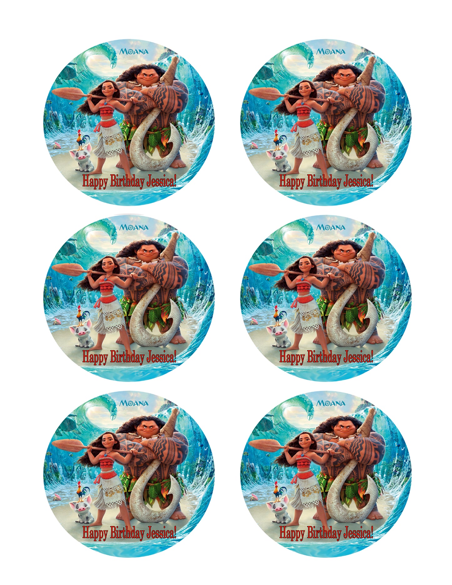 Moana - Edible Cake Topper OR Cupcake Topper, Decor