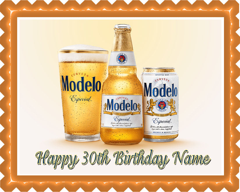 Modelo beer - Edible Birthday Cake Topper OR Cupcake Topper, Decor