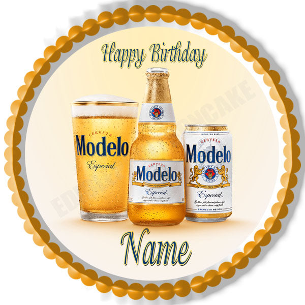 Modelo beer - Edible Birthday Cake Topper OR Cupcake Topper, Decor