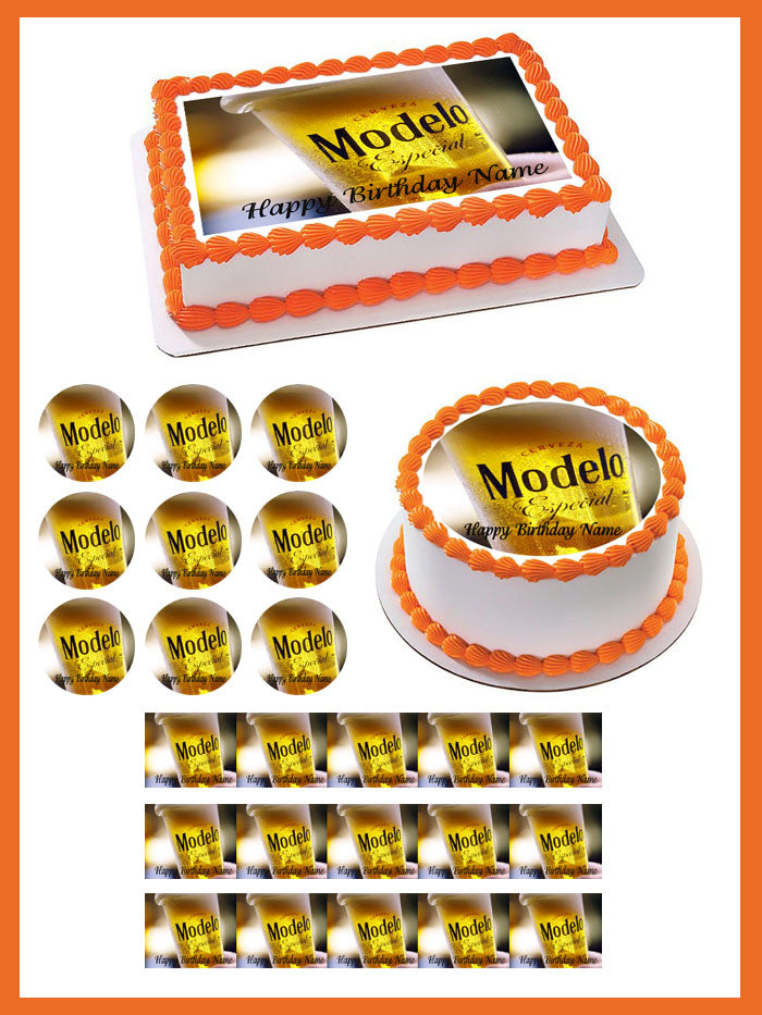 Modelo beer (Nr2) - Edible Cake Topper OR Cupcake Topper, Decor