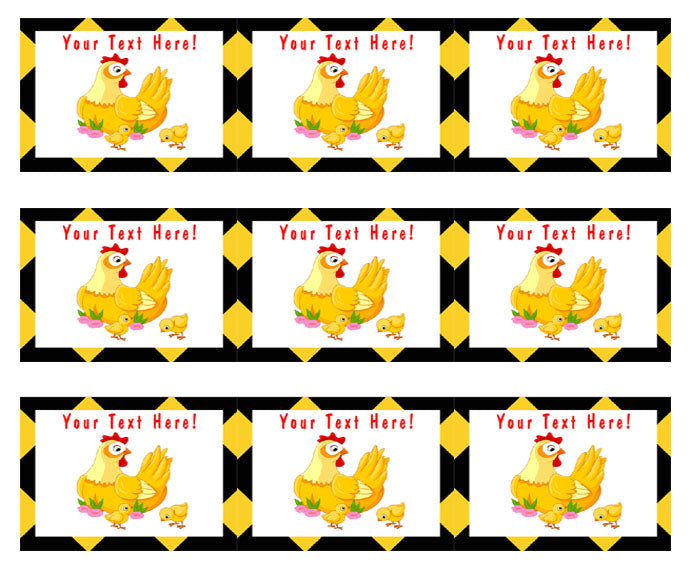 Mother Hen with its Baby Chicks - Edible Cake Topper, Cupcake Toppers, Strips