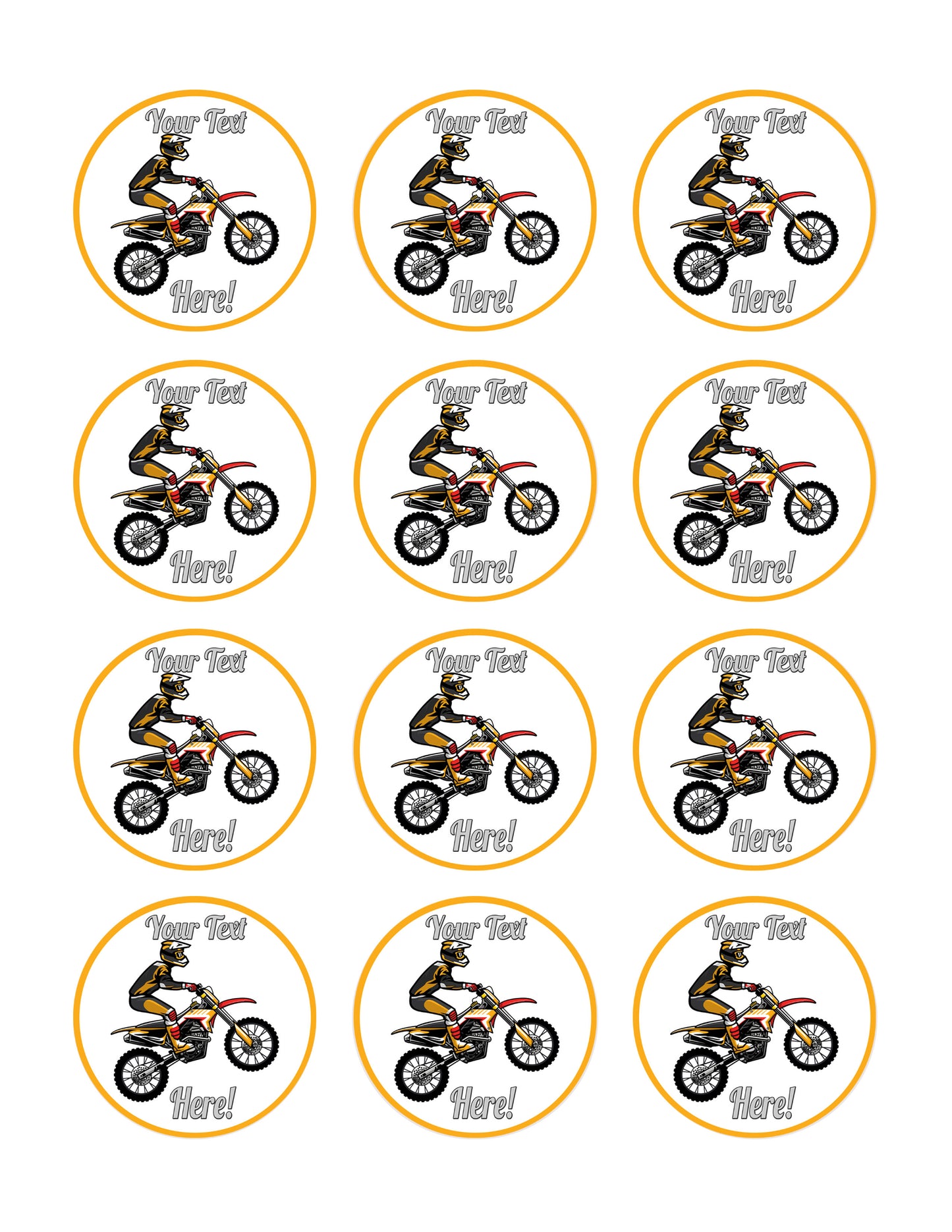 Motocross Rider Jumping - Edible Cake Topper, Cupcake Toppers, Strips