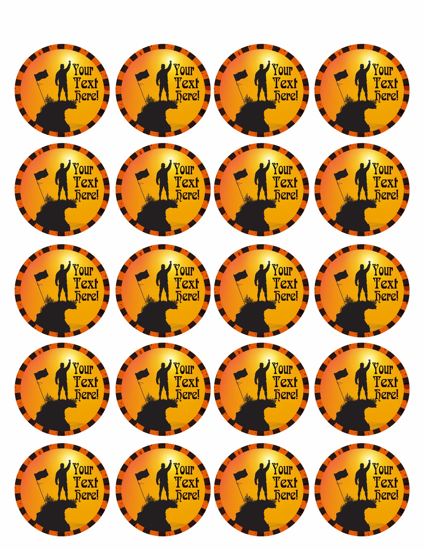 Mountain with Fist Raised Up - Edible Cake Topper, Cupcake Toppers, Strips