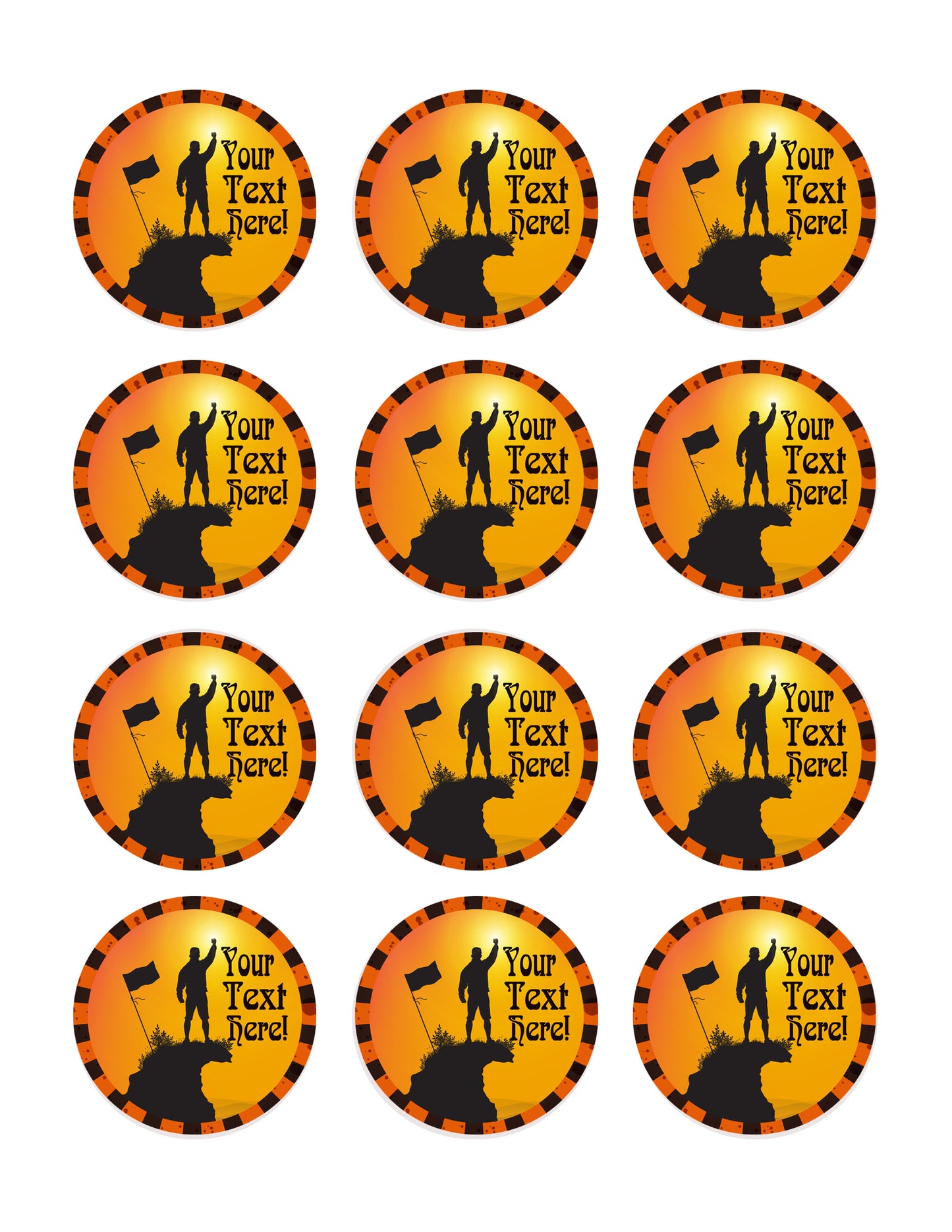 Mountain with Fist Raised Up - Edible Cake Topper, Cupcake Toppers, Strips