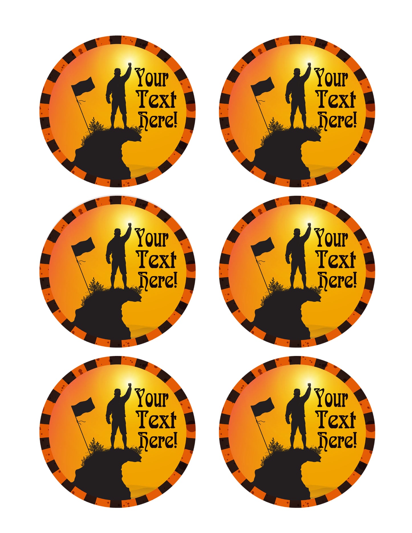 Mountain with Fist Raised Up - Edible Cake Topper, Cupcake Toppers, Strips