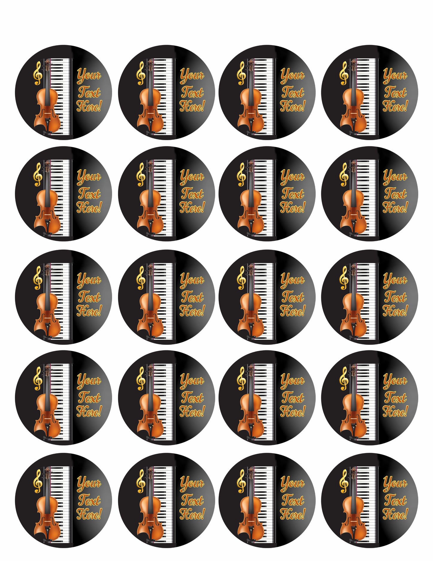 Music Instruments - Edible Cake Topper, Cupcake Toppers, Strips