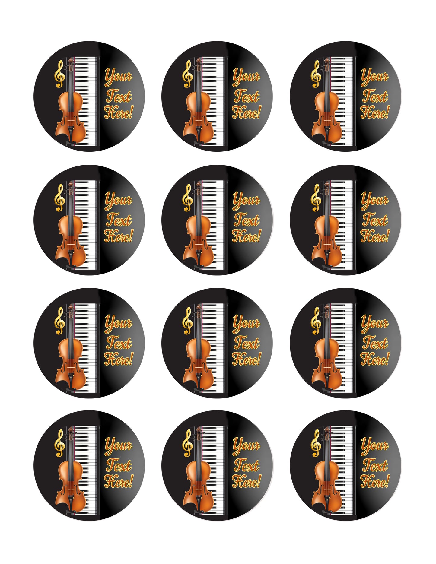 Music Instruments - Edible Cake Topper, Cupcake Toppers, Strips