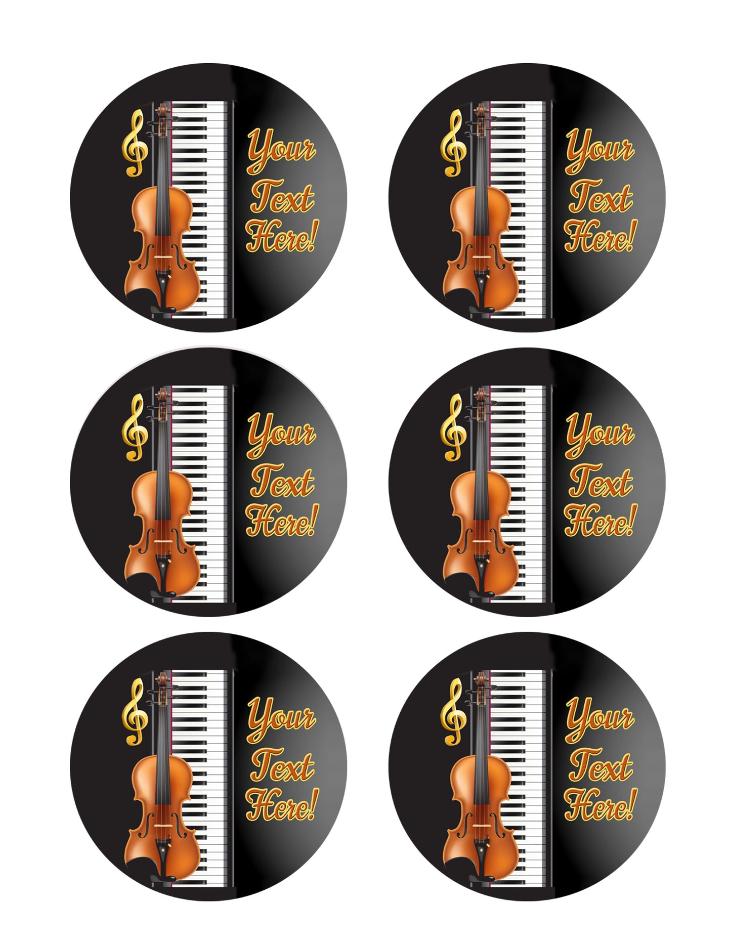 Music Instruments - Edible Cake Topper, Cupcake Toppers, Strips