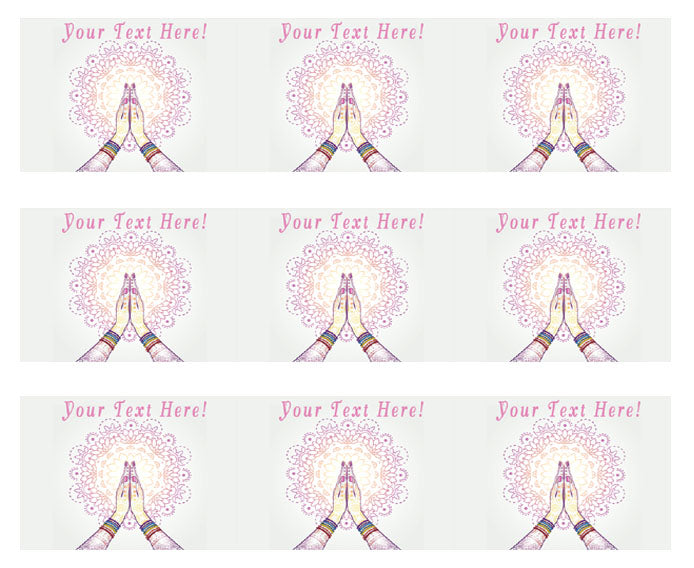 Namaste Decorated Hands Clasped - Edible Cake Topper, Cupcake Toppers, Strips