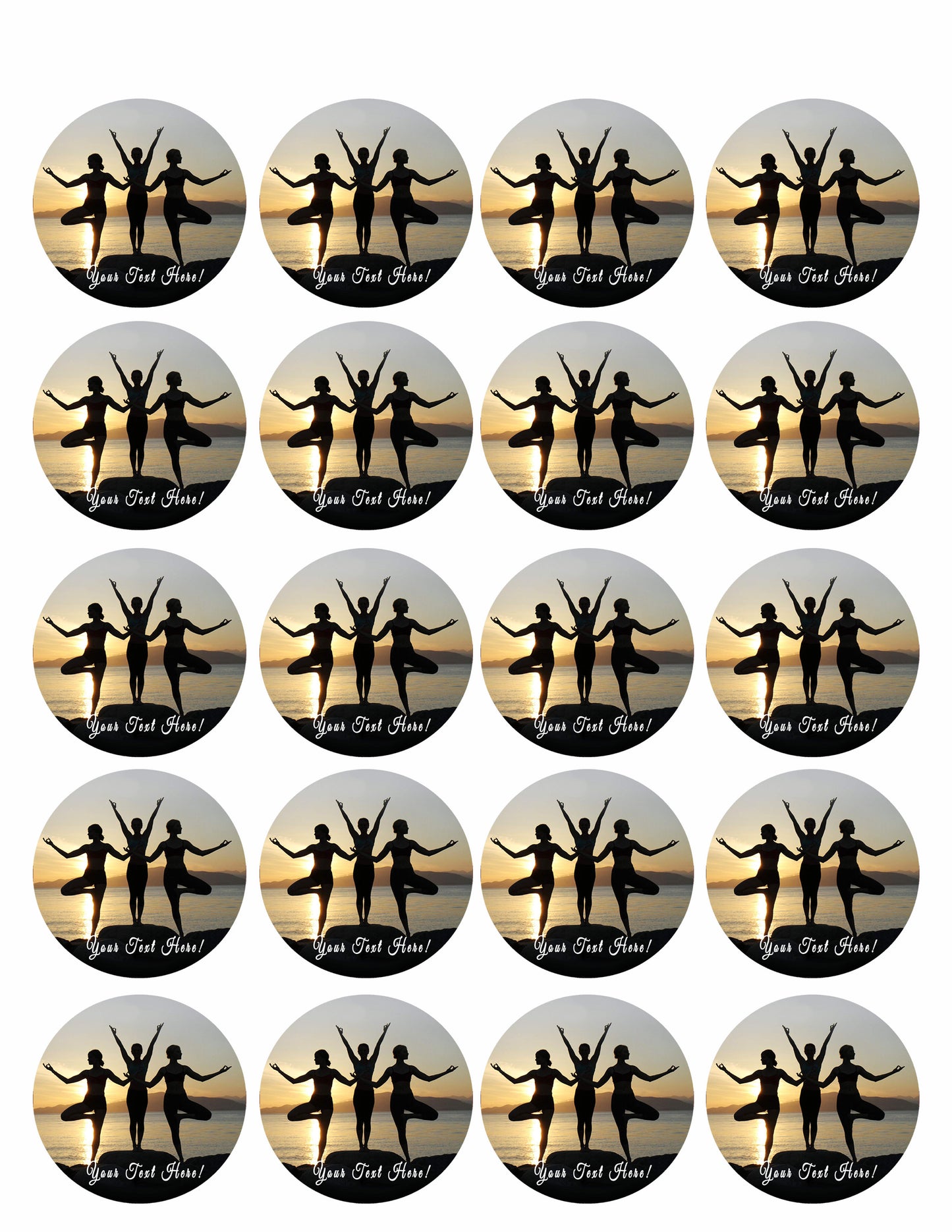 Namaste Yoga - Edible Cake Topper, Cupcake Toppers, Strips
