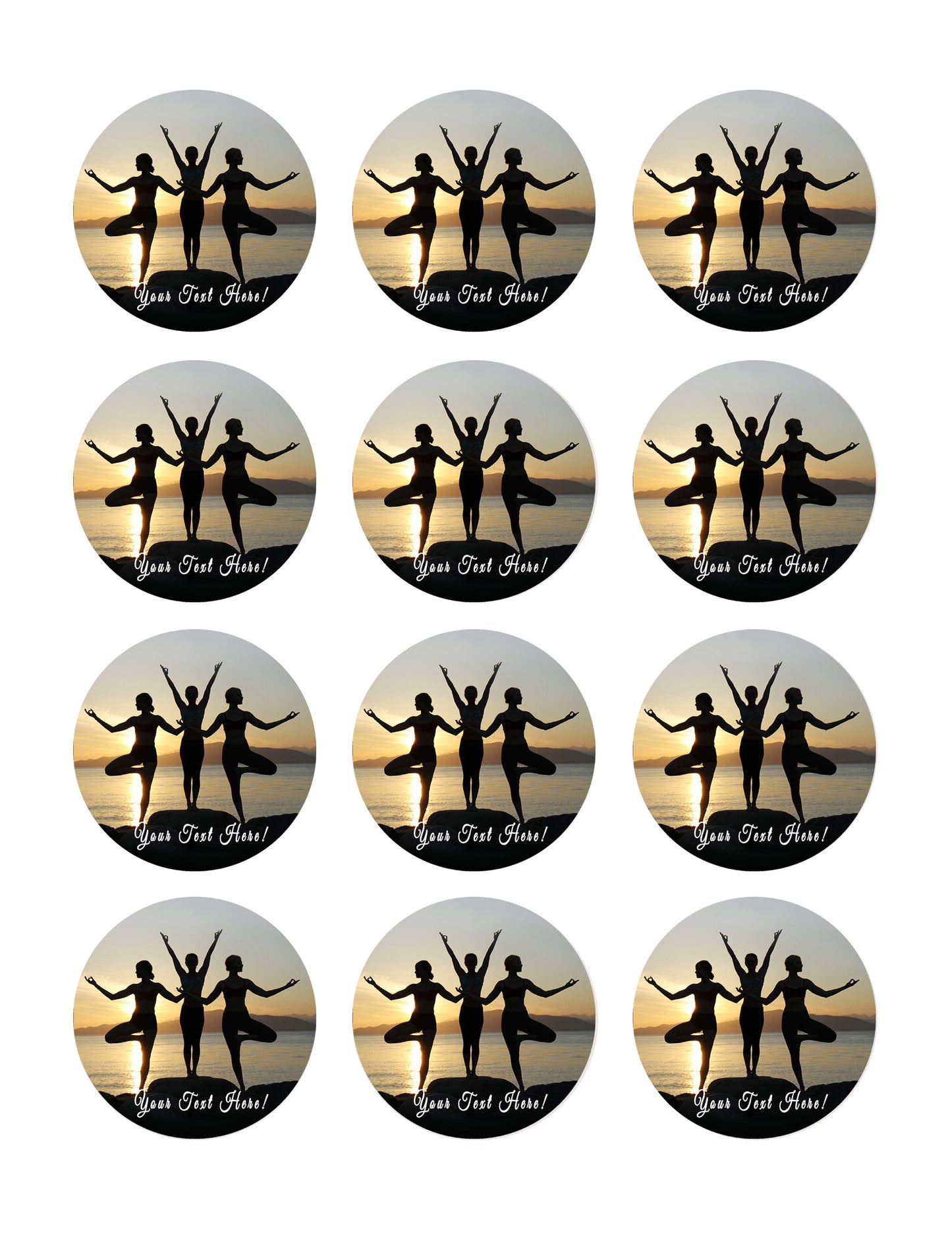 Namaste Yoga - Edible Cake Topper, Cupcake Toppers, Strips