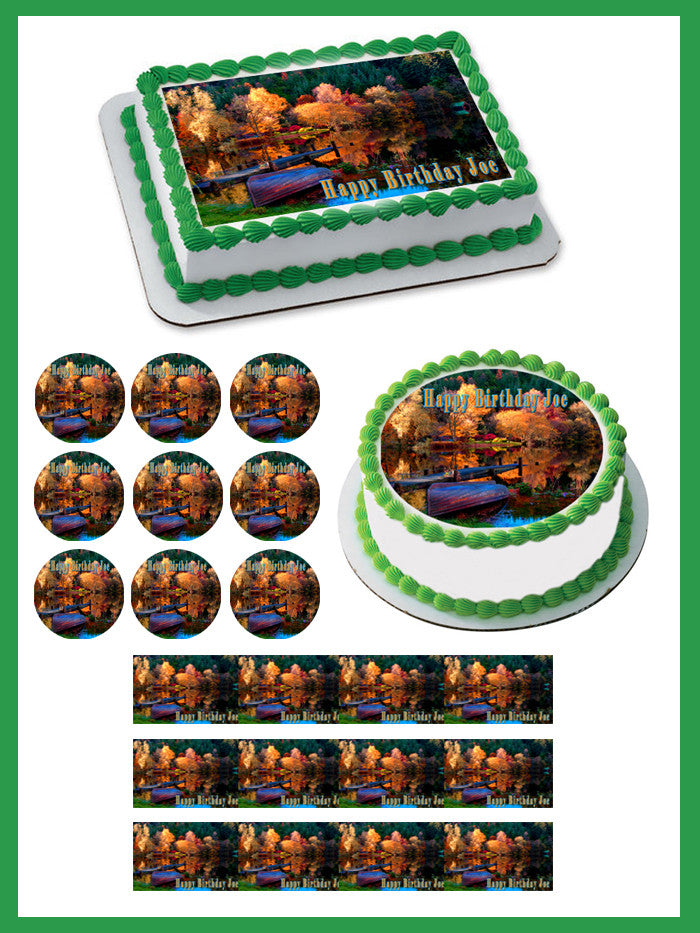 Natur - Autumn Edible Birthday Cake Topper OR Cupcake Topper, Decor - Edible Prints On Cake (Edible Cake &Cupcake Topper)