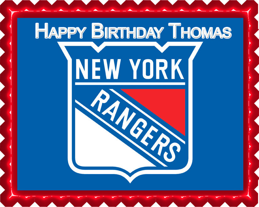 New York Rangers Edible Birthday Cake Topper OR Cupcake Topper, Decor - Edible Prints On Cake (Edible Cake &Cupcake Topper)