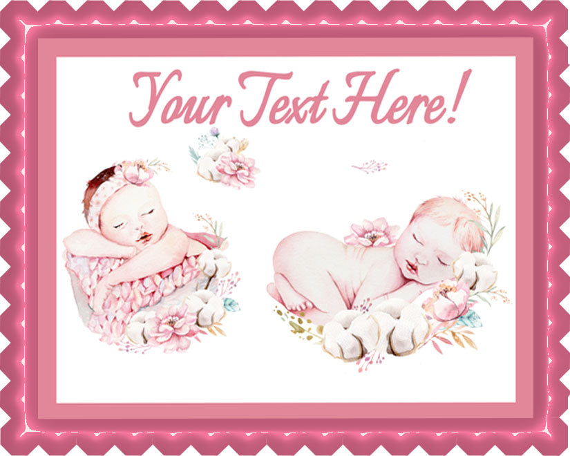 Newborn Baby - Edible Cake Topper, Cupcake Toppers, Strips