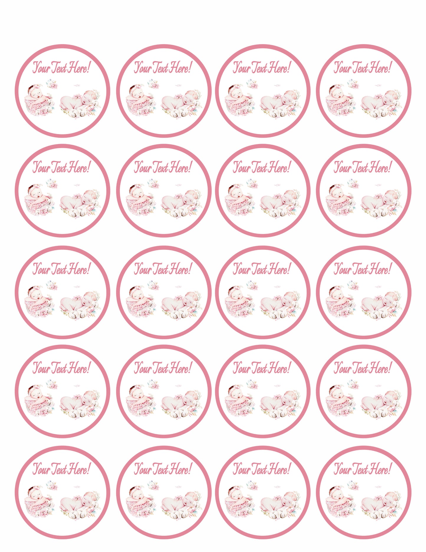 Newborn Baby - Edible Cake Topper, Cupcake Toppers, Strips