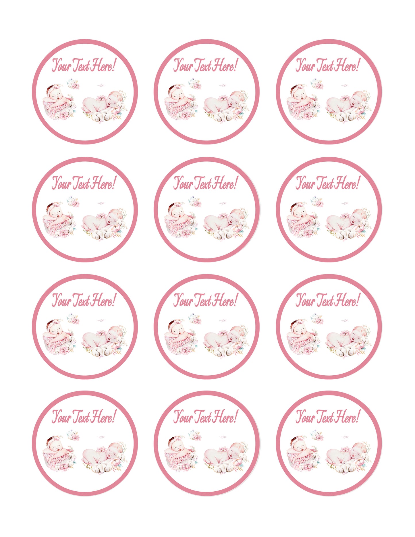 Newborn Baby - Edible Cake Topper, Cupcake Toppers, Strips
