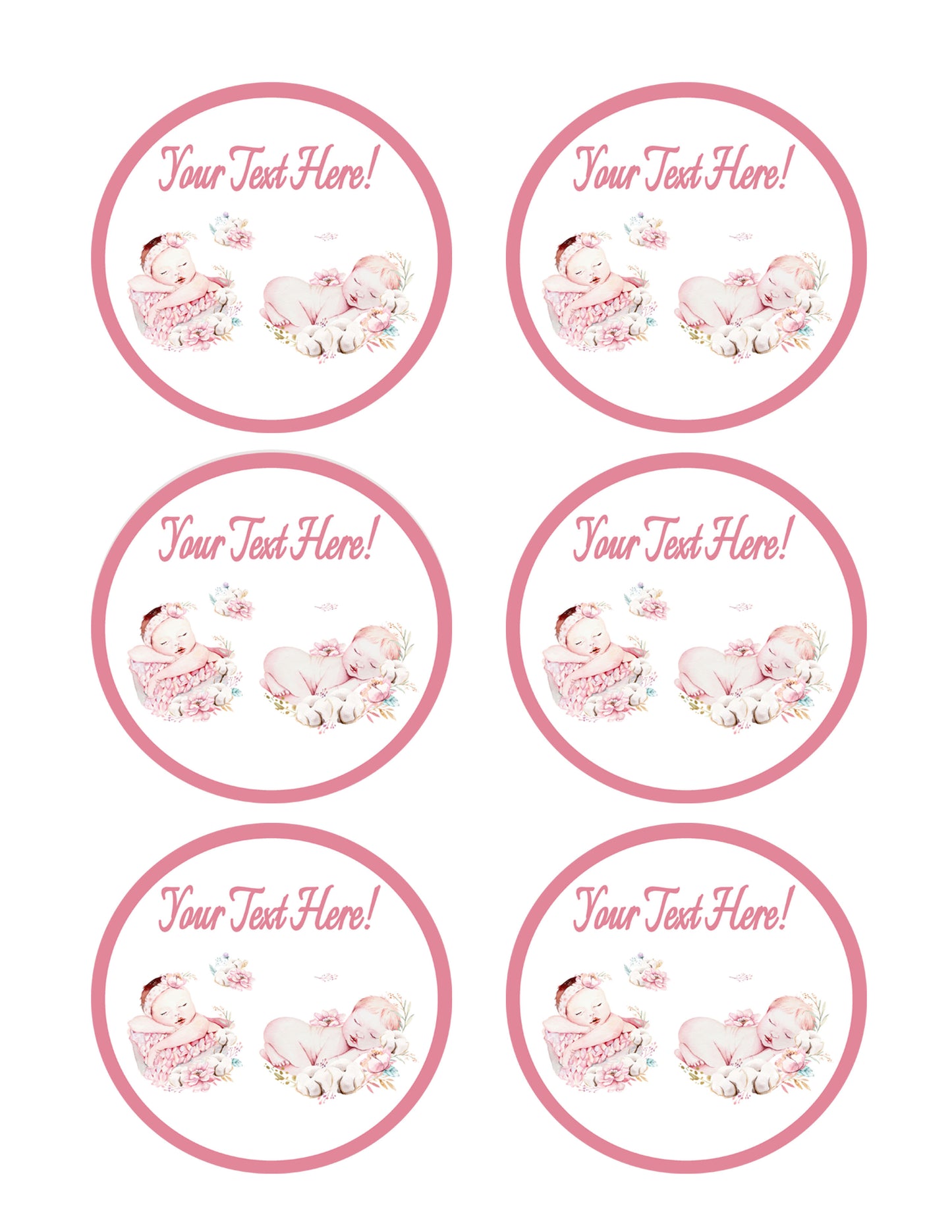 Newborn Baby - Edible Cake Topper, Cupcake Toppers, Strips