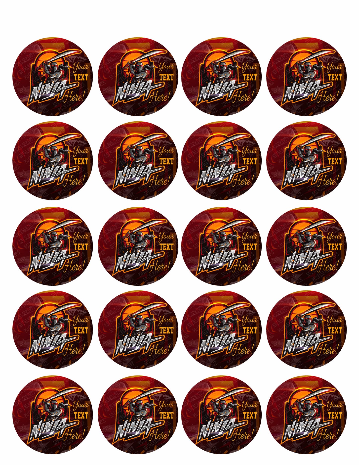 Ninja (Nr2) - Edible Cake Topper, Cupcake Toppers, Strips