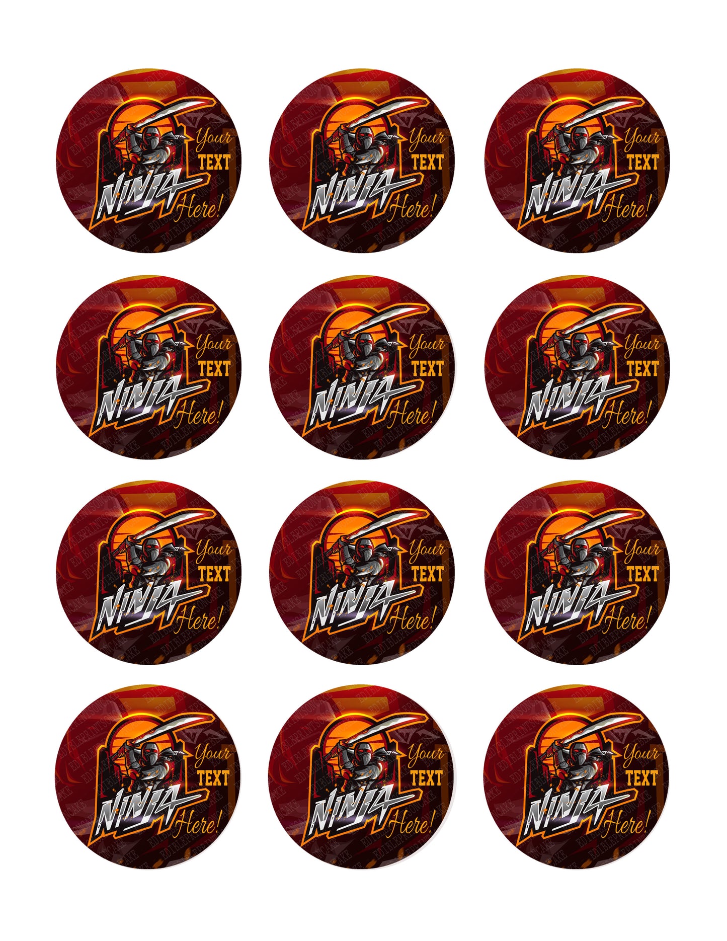 Ninja (Nr2) - Edible Cake Topper, Cupcake Toppers, Strips