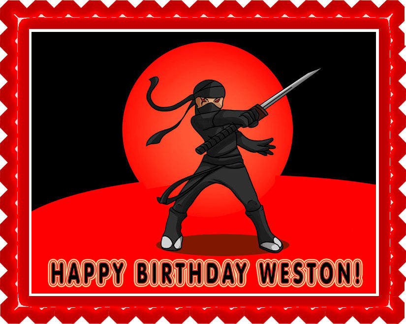Ninja - Edible Birthday Cake Topper OR Cupcake Topper, Decor