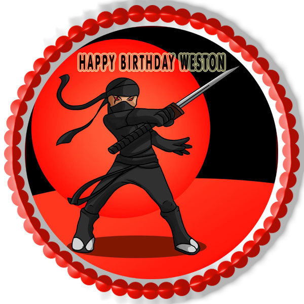 Ninja - Edible Birthday Cake Topper OR Cupcake Topper, Decor