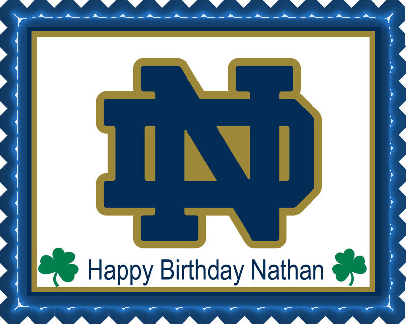 Notre Dame Fighting Irish Edible Birthday Cake Topper OR Cupcake Topper, Decor - Edible Prints On Cake (Edible Cake &Cupcake Topper)