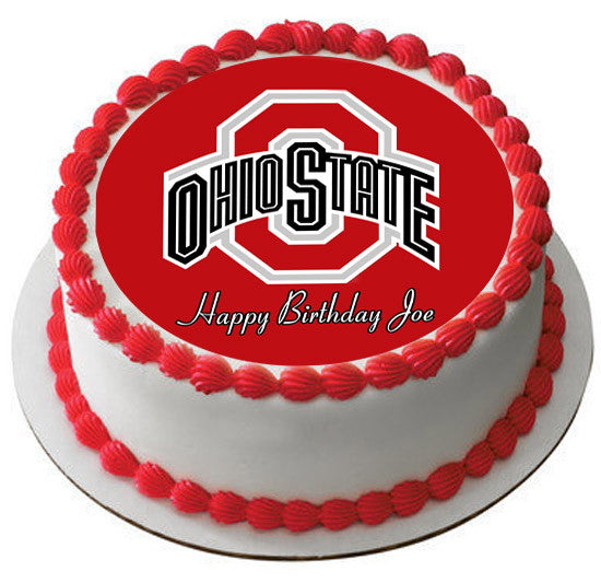 Ohio State Buckeyes - Edible Cake Topper OR Cupcake Topper, Decor