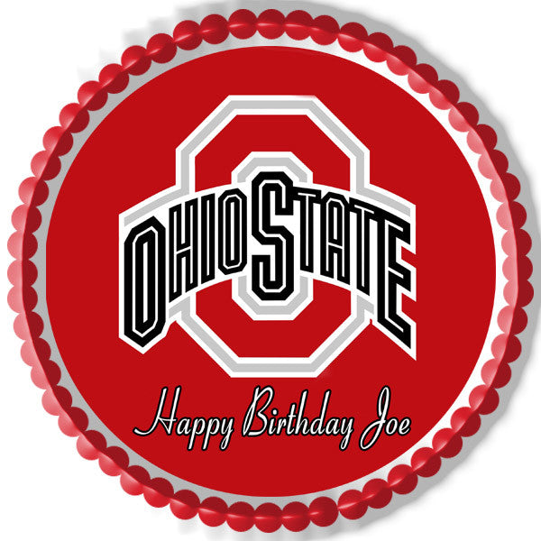 Ohio State Buckeyes - Edible Cake Topper OR Cupcake Topper, Decor