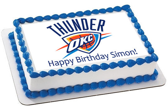 Oklahoma City Thunder Edible Birthday Cake Topper OR Cupcake Topper, Decor - Edible Prints On Cake (Edible Cake &Cupcake Topper)