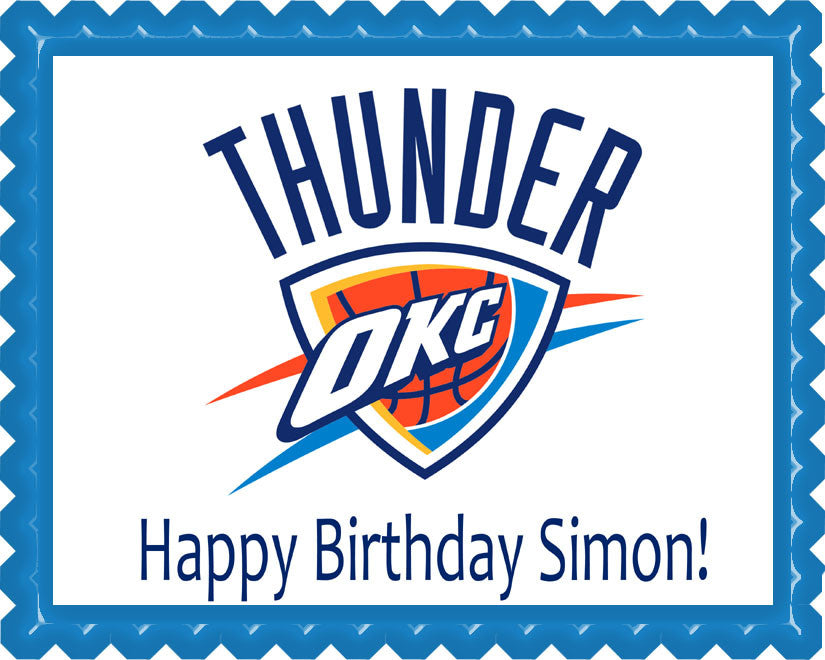 Oklahoma City Thunder Edible Birthday Cake Topper OR Cupcake Topper, Decor - Edible Prints On Cake (Edible Cake &Cupcake Topper)