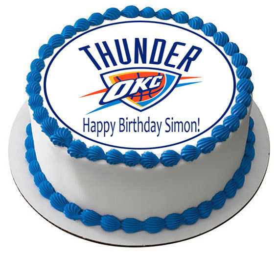 Oklahoma City Thunder Edible Birthday Cake Topper OR Cupcake Topper, Decor - Edible Prints On Cake (Edible Cake &Cupcake Topper)