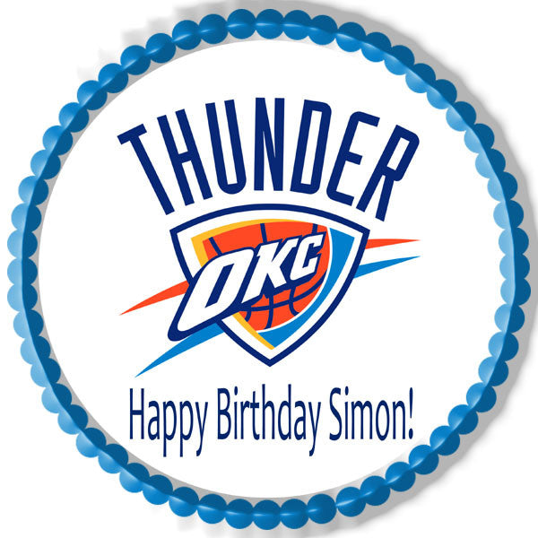 Oklahoma City Thunder Edible Birthday Cake Topper OR Cupcake Topper, Decor - Edible Prints On Cake (Edible Cake &Cupcake Topper)