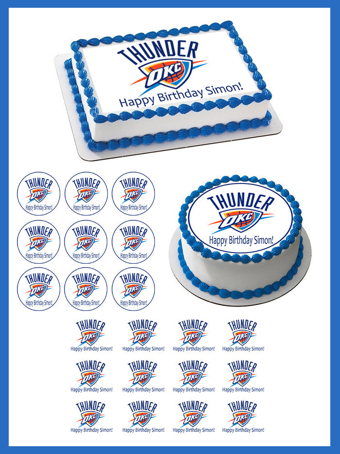 Oklahoma City Thunder Edible Birthday Cake Topper OR Cupcake Topper, Decor - Edible Prints On Cake (Edible Cake &Cupcake Topper)