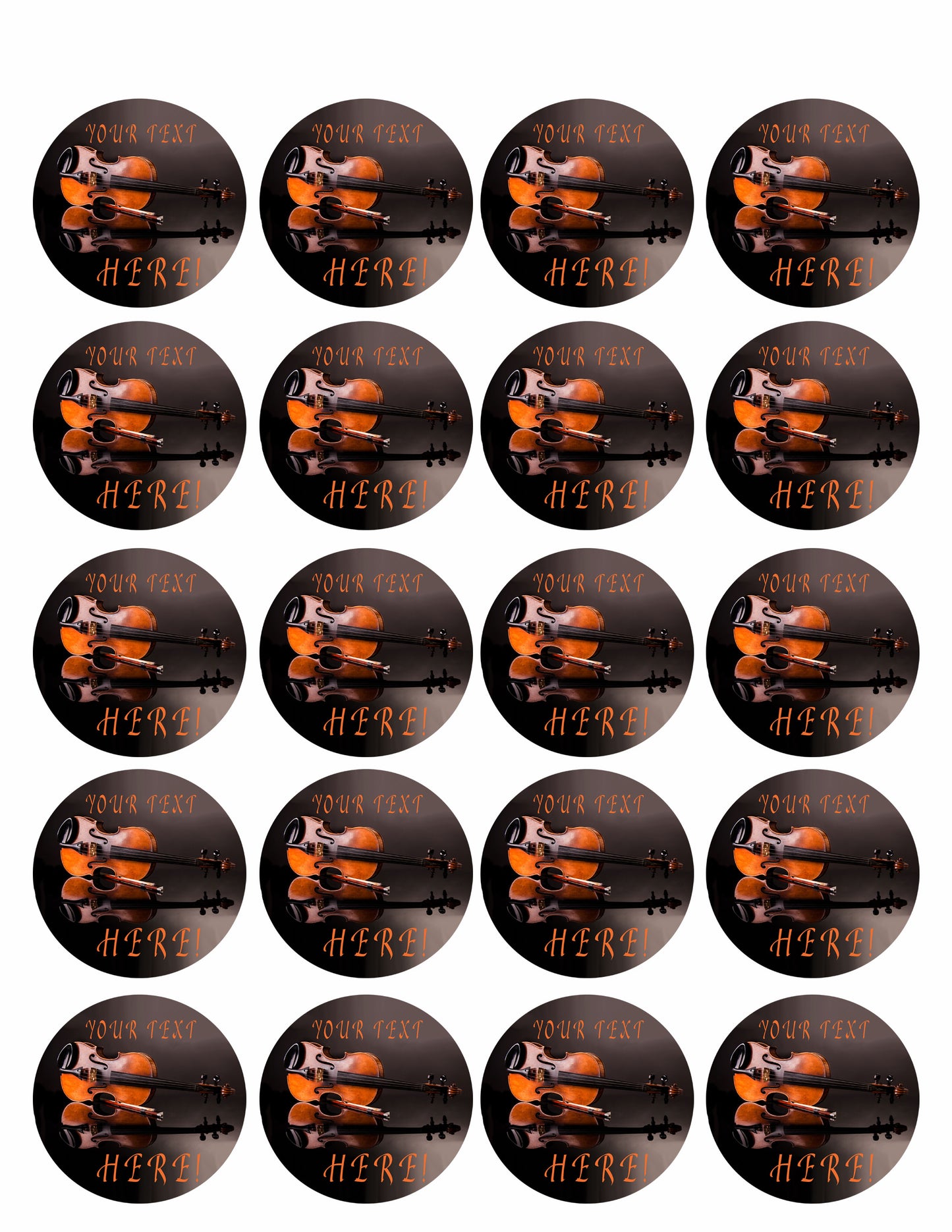 Old Violin - Edible Cake Topper, Cupcake Toppers, Strips