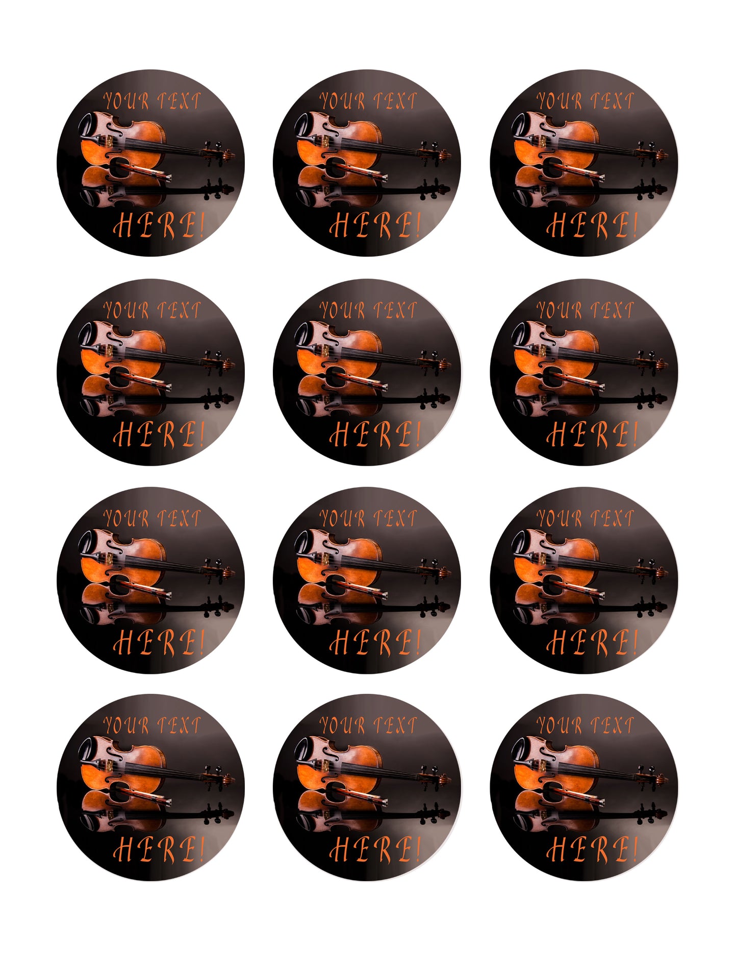 Old Violin - Edible Cake Topper, Cupcake Toppers, Strips