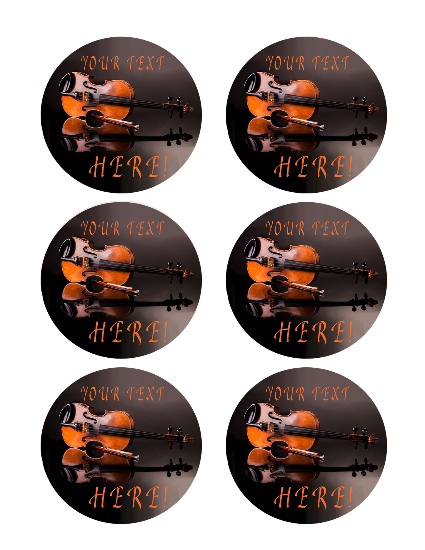 Old Violin - Edible Cake Topper, Cupcake Toppers, Strips