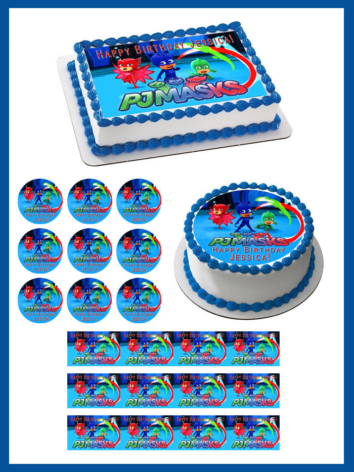 PJ MASKS (Nr2) - Edible Cake Topper OR Cupcake Topper, Decor
