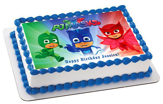 PJ MASKS 3 Edible Birthday Cake Topper OR Cupcake Topper, Decor - Edible Prints On Cake (Edible Cake &Cupcake Topper)
