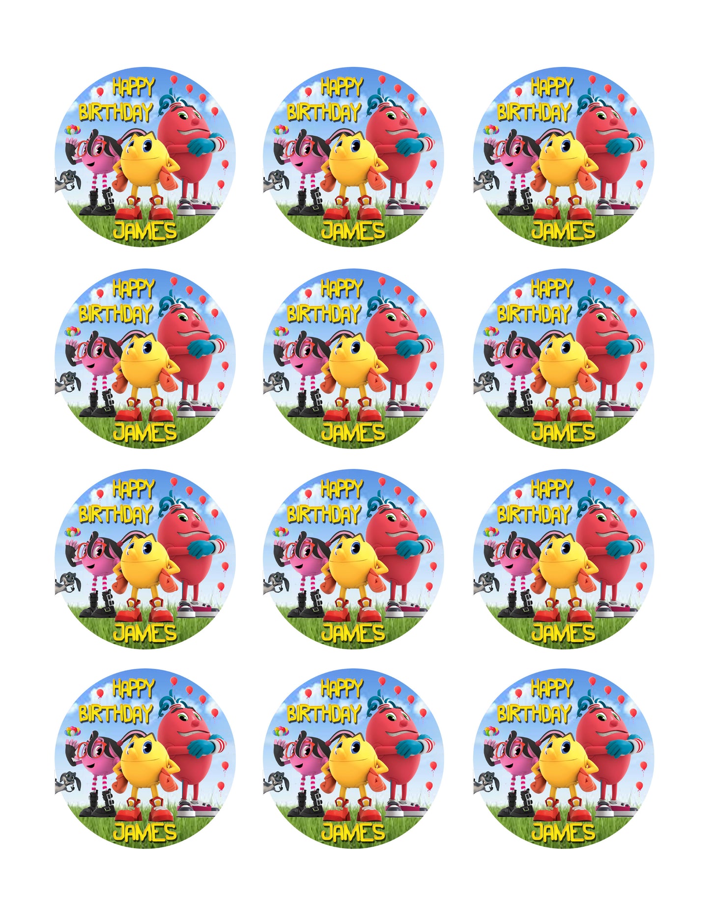 Pac Man - Edible Cake Topper OR Cupcake Topper, Decor