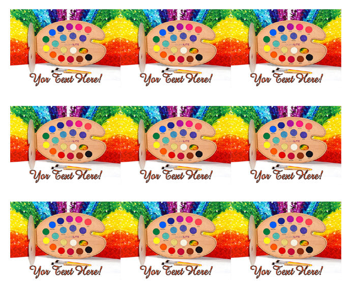 Paint Palette - Edible Cake Topper, Cupcake Toppers, Strips