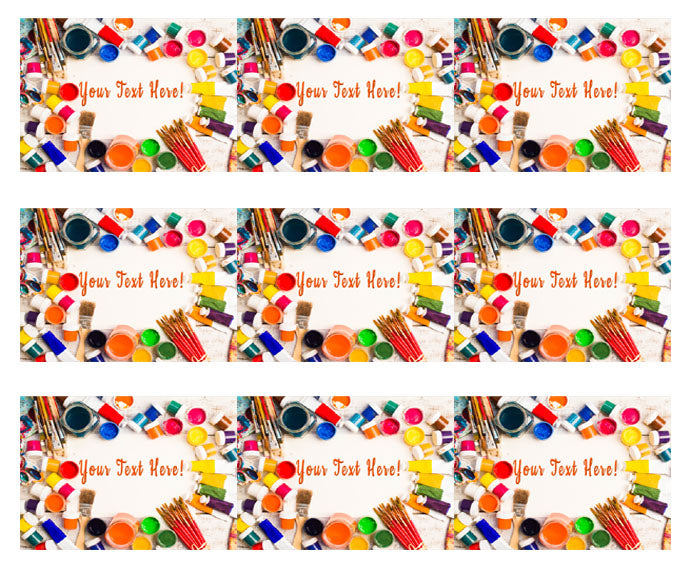 Paints Brushes and Palette - Edible Cake Topper, Cupcake Toppers, Strips