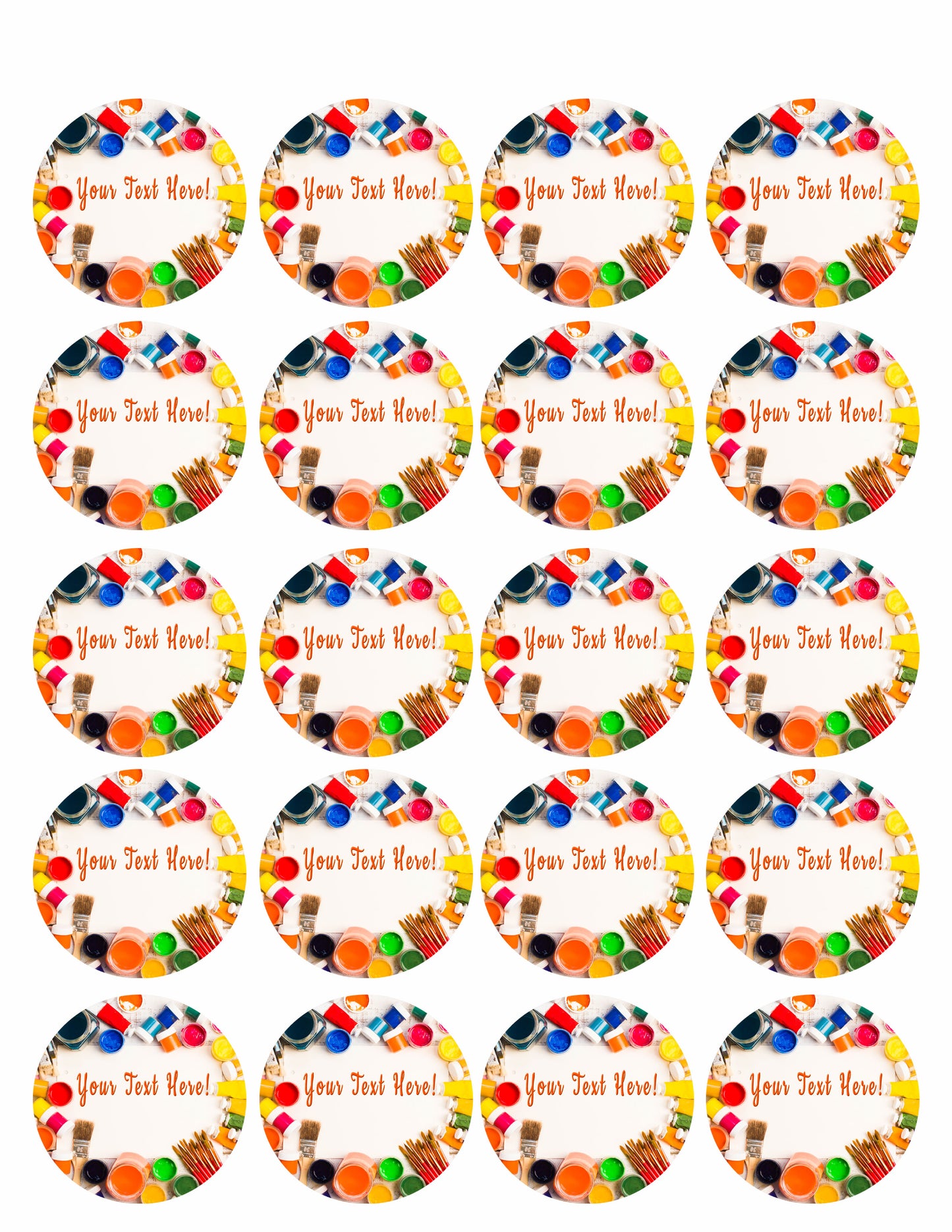 Paints Brushes and Palette - Edible Cake Topper, Cupcake Toppers, Strips