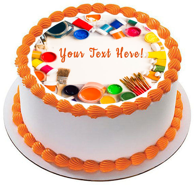 Paints Brushes and Palette - Edible Cake Topper, Cupcake Toppers, Strips
