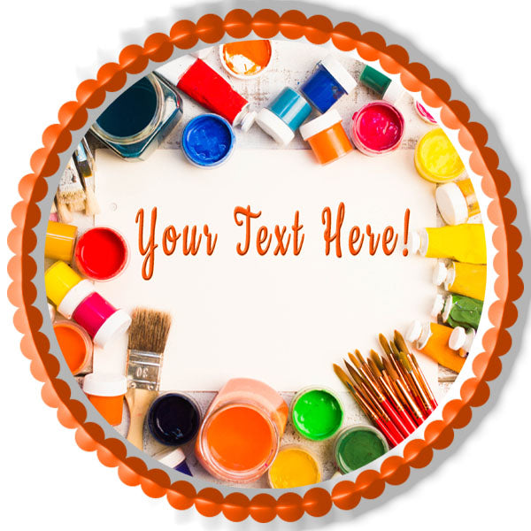 Paints Brushes and Palette - Edible Cake Topper, Cupcake Toppers, Strips