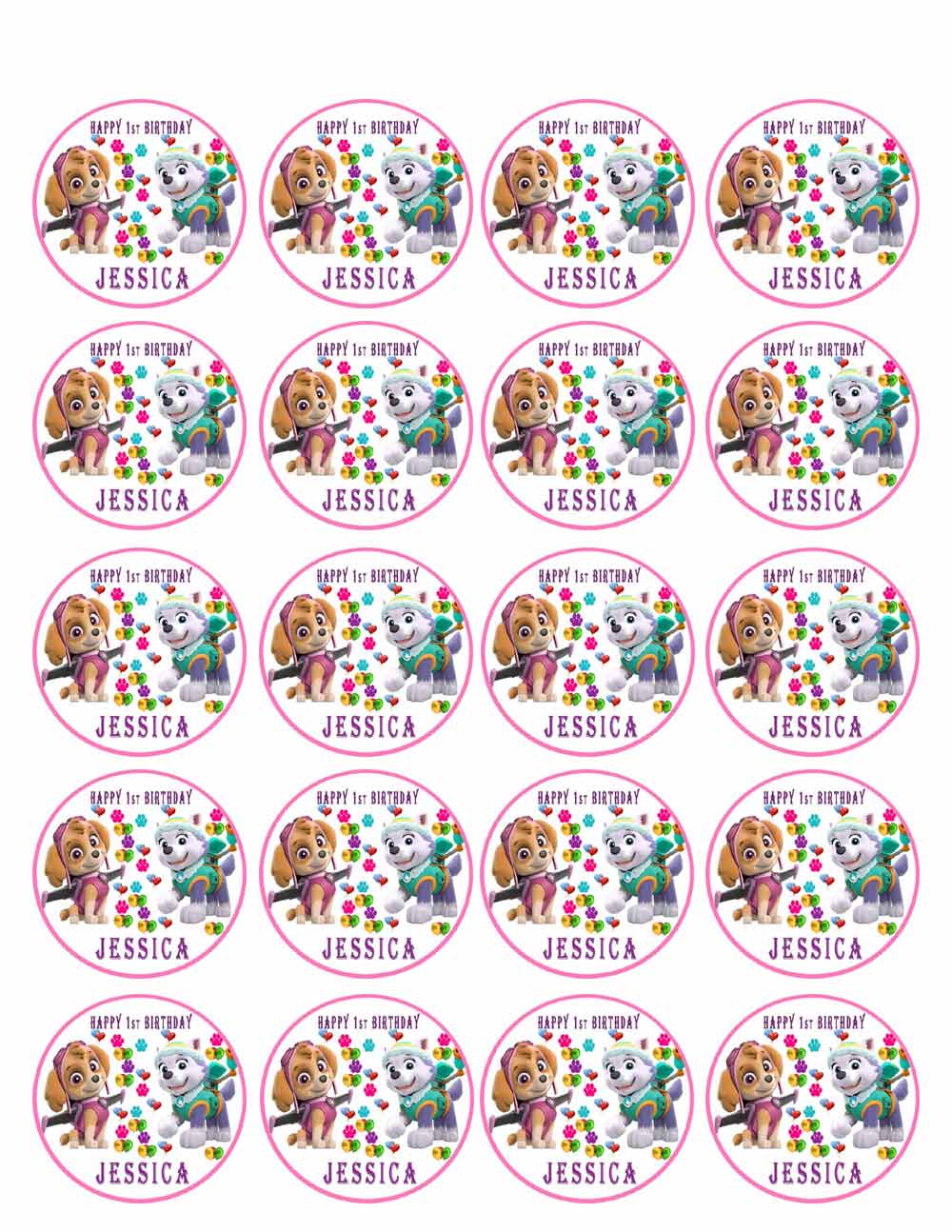 Paw Patrol Everest and Skye - Edible Cake Topper OR Cupcake Topper, Decor